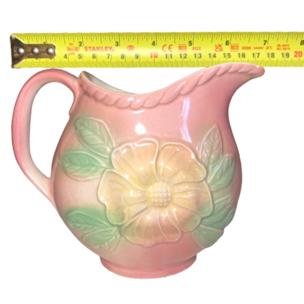 2/$30 Vintage  Hull USA Pottery Pitcher jug vase pink dogwood  flower - Picture 8 of 11
